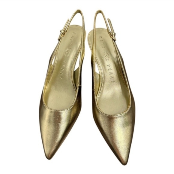 Size 11! Katy Perry Collections Gold Pointed Heels - Picture 1 of 5